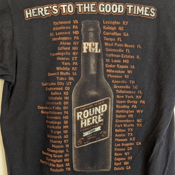 Florida Georgia Line Round Here Concert Tee Small Navy 100% Cotton - Picture 6 of 11